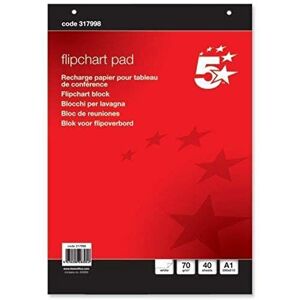 5 Star Office Flipchart Pad Perforated 40 Sheets A1 Plain, Red 5 Star Office Flipchart Pad Perforated 40 Sheets A1 Plain, Red