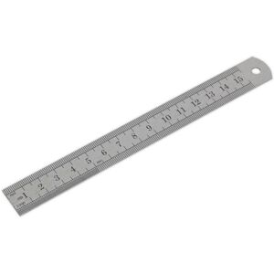 Loops 150mm Steel Ruler - Metric & Imperial Markings - Hanging Hole - 6 Inch Rule Loops 150mm Steel Ruler - Metric & Imperial Markings - Hanging Hole - 6 Inch Rule