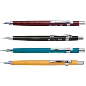 Pentel P200 Series Auto Mechanical Pencil Set of 4 - 0.3/0.5/0.7/0.9mm (P203/P20 Pentel P200 Series Auto Mechanical Pencil Set of 4 - 0.3/0.5/0.7/0.9mm (P203/P20