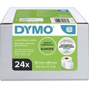 Dymo LW Large Address Labels, 36mm x 89mm, 24 Rolls of 130 Easy-Peel Labels (312 Dymo LW Large Address Labels, 36mm x 89mm, 24 Rolls of 130 Easy-Peel Labels (312
