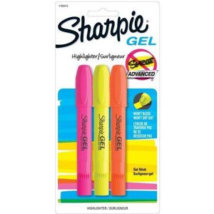 Sharpie Gel Highlighters, Bullet Tip, Assorted Colors, 3 Count Sharpie Gel Highlighters, Bullet Tip, Assorted Colors, 3 Count