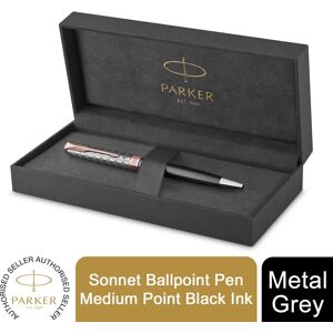Parker Sonnet Ballpoint Pen Grey Satin Rose Gold Trim Medium Black Ink Parker Sonnet Ballpoint Pen Grey Satin Rose Gold Trim Medium Black Ink