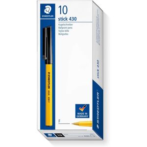 STAEDTLER Medium Stick 430 F-9 Ballpoint Pen Fine, Black, Box of 10 STAEDTLER Medium Stick 430 F-9 Ballpoint Pen Fine, Black, Box of 10