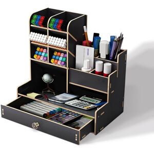 Unbranded (bright black) Wooden desk table organizer pen gift pen holder Unbranded (bright black) Wooden desk table organizer pen gift pen holder