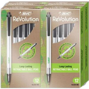 Bic BICCSEM48BK ReVolution Clic Stic Retractable Ballpoint Pen, Black - Pack of Bic BICCSEM48BK ReVolution Clic Stic Retractable Ballpoint Pen, Black - Pack of