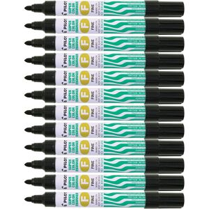 Pilot Supercolour Fine Permanent Marker Bullet 4 mm Tip - Black, Box of 12 Pilot Supercolour Fine Permanent Marker Bullet 4 mm Tip - Black, Box of 12