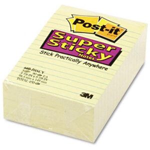 3M Super Sticky Notes 4 x 6 Canary Yellow Five 90-Sheet Pads Pack 3M Super Sticky Notes 4 x 6 Canary Yellow Five 90-Sheet Pads Pack