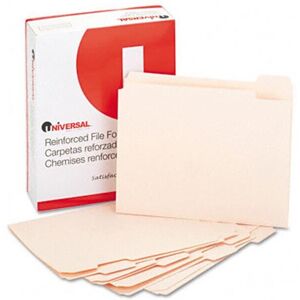 Universal File Folders- 1/5 Cut Assorted- Two-Ply Top Tab- Letter- Manila- 100/ Universal File Folders- 1/5 Cut Assorted- Two-Ply Top Tab- Letter- Manila- 100/