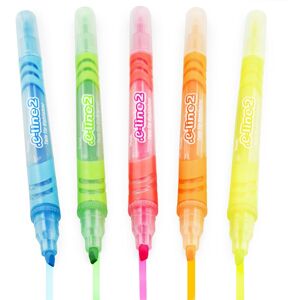 Pentel E-Line 2 Double Ended Twin Tip Highlighter Pen - 1 of Each Colour - 5 Set Pentel E-Line 2 Double Ended Twin Tip Highlighter Pen - 1 of Each Colour - 5 Set