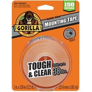 Gorilla GOR6036002 12.50 ft. x 1 in. Tough Mounting Tape, Clear - Extra Large Gorilla GOR6036002 12.50 ft. x 1 in. Tough Mounting Tape, Clear - Extra Large
