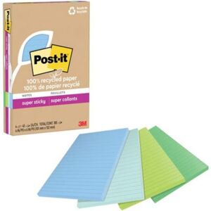 3M MMM4621R4SST 4 x 6 in. Post-it Super Sticky Adhesive Note, Assorted Oasis - P 3M MMM4621R4SST 4 x 6 in. Post-it Super Sticky Adhesive Note, Assorted Oasis - P