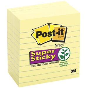 3M 086842 Sticky note Note 4 x 4 in. Lined Supr-Stiky Canary Yellow & Pad 3M 086842 Sticky note Note 4 x 4 in. Lined Supr-Stiky Canary Yellow & Pad