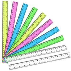 Pinenuts 10-Piece Clear Plastic Ruler Set 30cm/12in, Shatter-Resistant Dual-Scale Rulers Pinenuts 10-Piece Clear Plastic Ruler Set 30cm/12in, Shatter-Resistant Dual-Scale Rulers