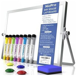Nicpro Dry Erase Mini Whiteboard A3, 40 x 30 cm Double Sided Small Magnetic Desk Nicpro Dry Erase Mini Whiteboard A3, 40 x 30 cm Double Sided Small Magnetic Desk