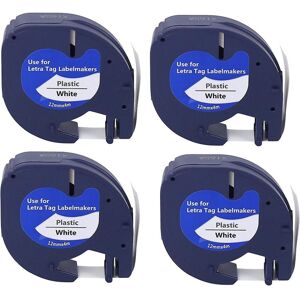 Unbranded 4 Pack Label Tape Replacement For Letratag Black On White Plastic Label Tape For Unbranded 4 Pack Label Tape Replacement For Letratag Black On White Plastic Label Tape For