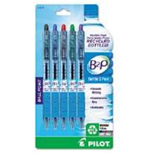 Pilot Pen 32814 B2P Recycled Ballpoint Pen, 1.0 Mm, Assorted Ink, 5 Per Pack Pilot Pen 32814 B2P Recycled Ballpoint Pen, 1.0 Mm, Assorted Ink, 5 Per Pack