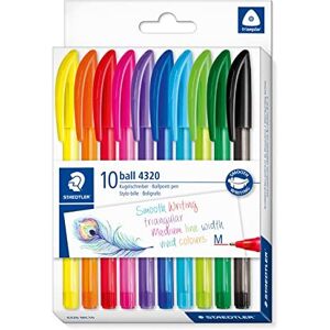 STAEDTLER 4320 MC10 Stick Rainbow Ballpoint Pen - Assorted Colours (Pack of 10) STAEDTLER 4320 MC10 Stick Rainbow Ballpoint Pen - Assorted Colours (Pack of 10)