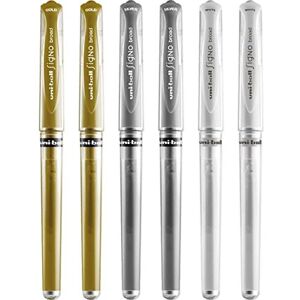 Uni-Ball Signo Pen Broad Metallic Gel Ink Rollerball - Metal 1mm Tip Nib 0.65mm Line Widt Uni-Ball Signo Pen Broad Metallic Gel Ink Rollerball - Metal 1mm Tip Nib 0.65mm Line Widt