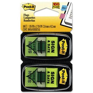 Post-It Bright Green Sign and Date Flags - Post-It Flags Post-It Bright Green Sign and Date Flags - Post-It Flags