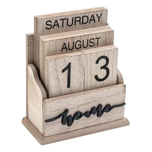 TAUOH moresk-Perpetual Calendar Wooden Vintage Wood Block Calendar for Home Office Des TAUOH moresk-Perpetual Calendar Wooden Vintage Wood Block Calendar for Home Office Des