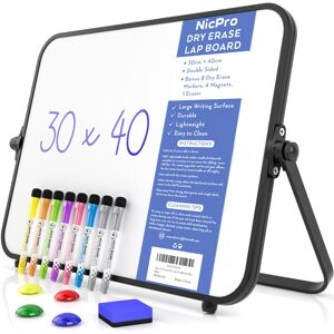 Nicpro Dry Erase Small Whiteboard A3 with Non-Slip Stand, 30 x 40 cm Double Side Nicpro Dry Erase Small Whiteboard A3 with Non-Slip Stand, 30 x 40 cm Double Side