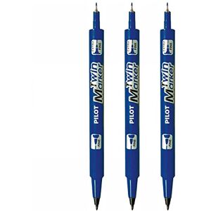 Pilot Twin Marker Fine and Medium Blue indélibile 2 Ogives Tips: (Pack of 3 Pilot Twin Marker Fine and Medium Blue indélibile 2 Ogives Tips: (Pack of 3