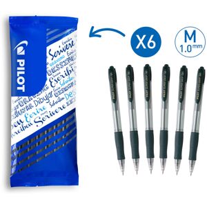 Pilot - Super Grip Retractable Ballpoint Pen - Medium - Black- 6 pieces Pilot - Super Grip Retractable Ballpoint Pen - Medium - Black- 6 pieces