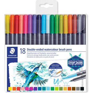 Staedtler 3001 TB18 Double Ended Watercolour Brush Pens, Assorted Colour, Pack of 18 Staedtler 3001 TB18 Double Ended Watercolour Brush Pens, Assorted Colour, Pack of 18