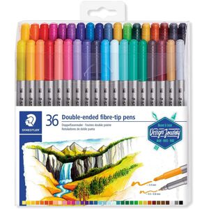 Staedtler 3200 TB36 Design Journey Double-Ended Fibre-Tip Pens with Thin & Wide Nibs - Ass Staedtler 3200 TB36 Design Journey Double-Ended Fibre-Tip Pens with Thin & Wide Nibs - Ass