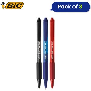 BIC Soft Feel Ballpoint Pens Assorted Colour Ink 3 Pack Medium Tip BIC Soft Feel Ballpoint Pens Assorted Colour Ink 3 Pack Medium Tip