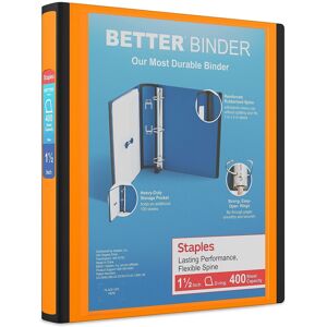 Staples 651861 1.5-Inch 3-Ring Better Binder Orange (13467) Staples 651861 1.5-Inch 3-Ring Better Binder Orange (13467)
