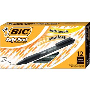 BIC Soft Feel Black Retractable Ballpoint Pens Medium Point (1.0mm) BIC Soft Feel Black Retractable Ballpoint Pens Medium Point (1.0mm)