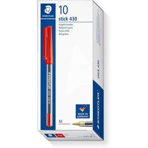 STAEDTLER Stick 430 M-2 Ballpoint Pen Medium - Red (Box of 10) STAEDTLER Stick 430 M-2 Ballpoint Pen Medium - Red (Box of 10)