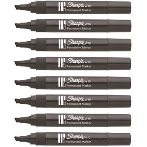 Sharpie W10 Permanent Markers - Chisel Wedge Tip - Black Ink - Pack of 8 Sharpie W10 Permanent Markers - Chisel Wedge Tip - Black Ink - Pack of 8