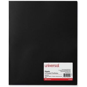 Universal UNV20540 Two Pocket Poly File Folders, Black - Pack of 10 Universal UNV20540 Two Pocket Poly File Folders, Black - Pack of 10