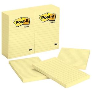3M Office Products Canary Yellow Sticky note Notes With Lined, 4 x 6 in. 3M Office Products Canary Yellow Sticky note Notes With Lined, 4 x 6 in.