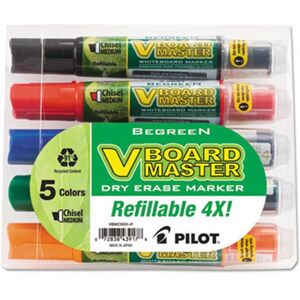 Pilot BeGreen Dry Erase Marker Assorted Chisel 5 per Pack Pilot BeGreen Dry Erase Marker Assorted Chisel 5 per Pack