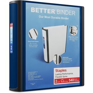 PUNTE Staples Better Binder 2-Inch D-Ring, Blue (648833) - 540-Sheet Capacity, Nonstic PUNTE Staples Better Binder 2-Inch D-Ring, Blue (648833) - 540-Sheet Capacity, Nonstic