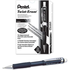 Pentel Twist-Erase III Mechanical Pencil (0.9mm) Black Barrel, 12 Pack (QE519A) Pentel Twist-Erase III Mechanical Pencil (0.9mm) Black Barrel, 12 Pack (QE519A)