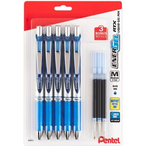 Pentel EnerGel Liquid Gel Ink Pens 0.7 mm - Pack of 5 Blue Deluxe RTX Pentel EnerGel Liquid Gel Ink Pens 0.7 mm - Pack of 5 Blue Deluxe RTX