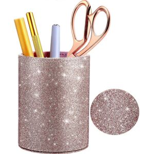 konhill (As show, One size) PU Glitter Pen Holder Pencil Cup Rose Gold Shiny for Women G konhill (As show, One size) PU Glitter Pen Holder Pencil Cup Rose Gold Shiny for Women G