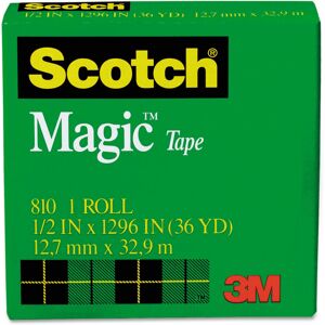 Scotch 810121296 Magic Tape 1-Inch Core 1/2-Inch x1296-Inch 1/PK Transparent Scotch 810121296 Magic Tape 1-Inch Core 1/2-Inch x1296-Inch 1/PK Transparent