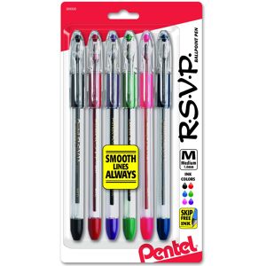 Pentel R.S.V.P. Ballpoint Pen Medium Line Assorted Ink 6 Pack (BK91BP6M) Pentel R.S.V.P. Ballpoint Pen Medium Line Assorted Ink 6 Pack (BK91BP6M)