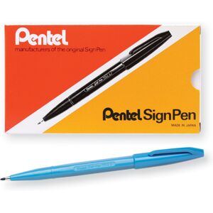 Pentel Arts Sign Pen Fiber-Tipped Pen Sky Blue Ink Box of 12 (S520-S Pentel Arts Sign Pen Fiber-Tipped Pen Sky Blue Ink Box of 12 (S520-S