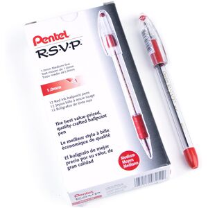 Pentel BK91B R.S.V.P. Stick Ballpoint Pen 1mm Trans Barrel Red Ink Dozen Pentel BK91B R.S.V.P. Stick Ballpoint Pen 1mm Trans Barrel Red Ink Dozen