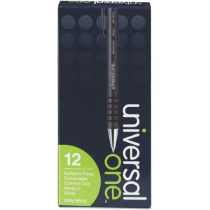Universal UNV15510 1 mm Black Barrel Retractable Ballpoint Pens - Medium Black Universal UNV15510 1 mm Black Barrel Retractable Ballpoint Pens - Medium Black