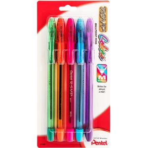 Pentel R.S.V.P. Colors Ballpoint Pen Medium Assorted Ink Pack of 5 (BK91CRBP5 Pentel R.S.V.P. Colors Ballpoint Pen Medium Assorted Ink Pack of 5 (BK91CRBP5