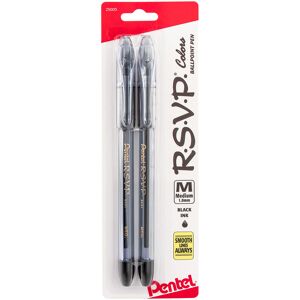 Pentel R.S.V.P. COLORS BallPoint Pen Medium Line Black Ink Pack of 2 (BK91CRB Pentel R.S.V.P. COLORS BallPoint Pen Medium Line Black Ink Pack of 2 (BK91CRB