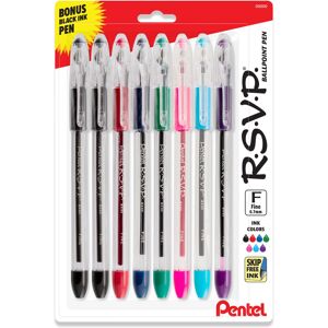 Pentel RSVP Original Ballpoint Pen 07mm Fine Line Assorted Ink Colors Clear B Pentel RSVP Original Ballpoint Pen 07mm Fine Line Assorted Ink Colors Clear B