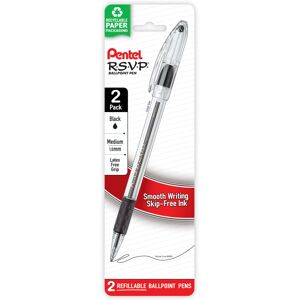 Pentel RSVP Ballpoint Pen Medium Line Black Ink 2 Pack BK91BP2A Pentel RSVP Ballpoint Pen Medium Line Black Ink 2 Pack BK91BP2A